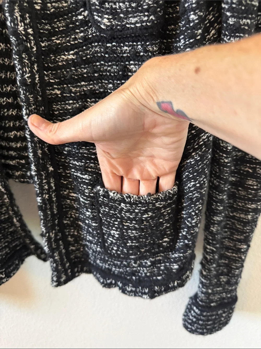 LOFT Black & White Marled Knit  Cardigan